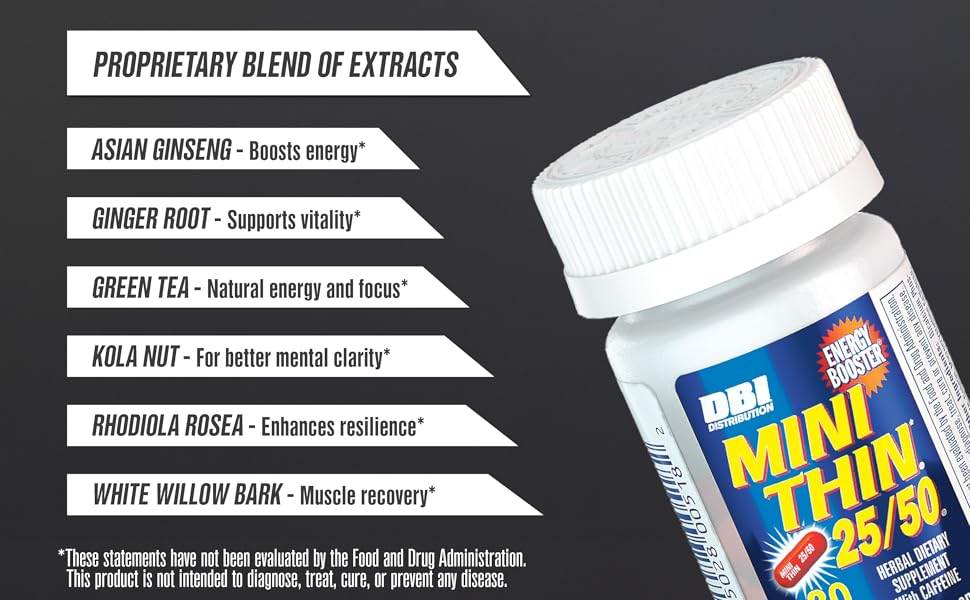 Mini Thin Energy Booster 25/50 – 30 Count Capsules (4 Pack) - Maxensupplements