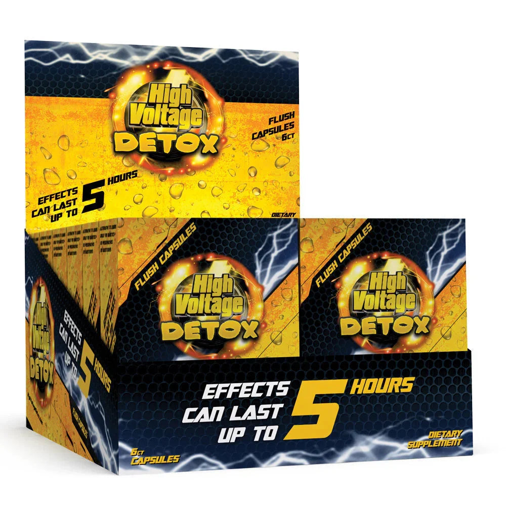 High Voltage Detox Fast Flush Capsules – 12 Box Display of 6 Capsules Per Box