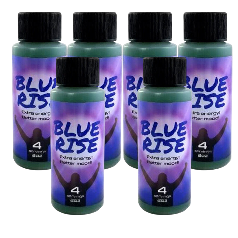 Blue Rise Extra Energy Drink Shot 2 oz – Better Mood Liquid Supplement (6 Bottles)