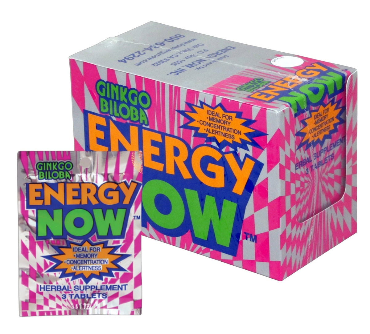 Energy Now Ginkgo Biloba — Herbal Weight / Energy Supplement | 2 Full Boxes (24 Packs × 3 Tablets each)