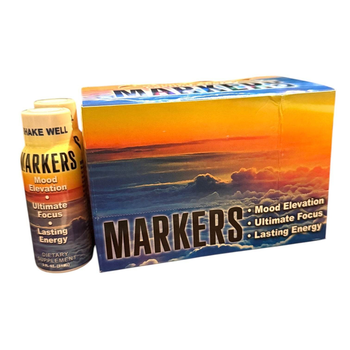 Markers Mood Elevation Ultimate Focus & Lasting Energy | 12-Pack Box (2oz Shots) - XDeor
