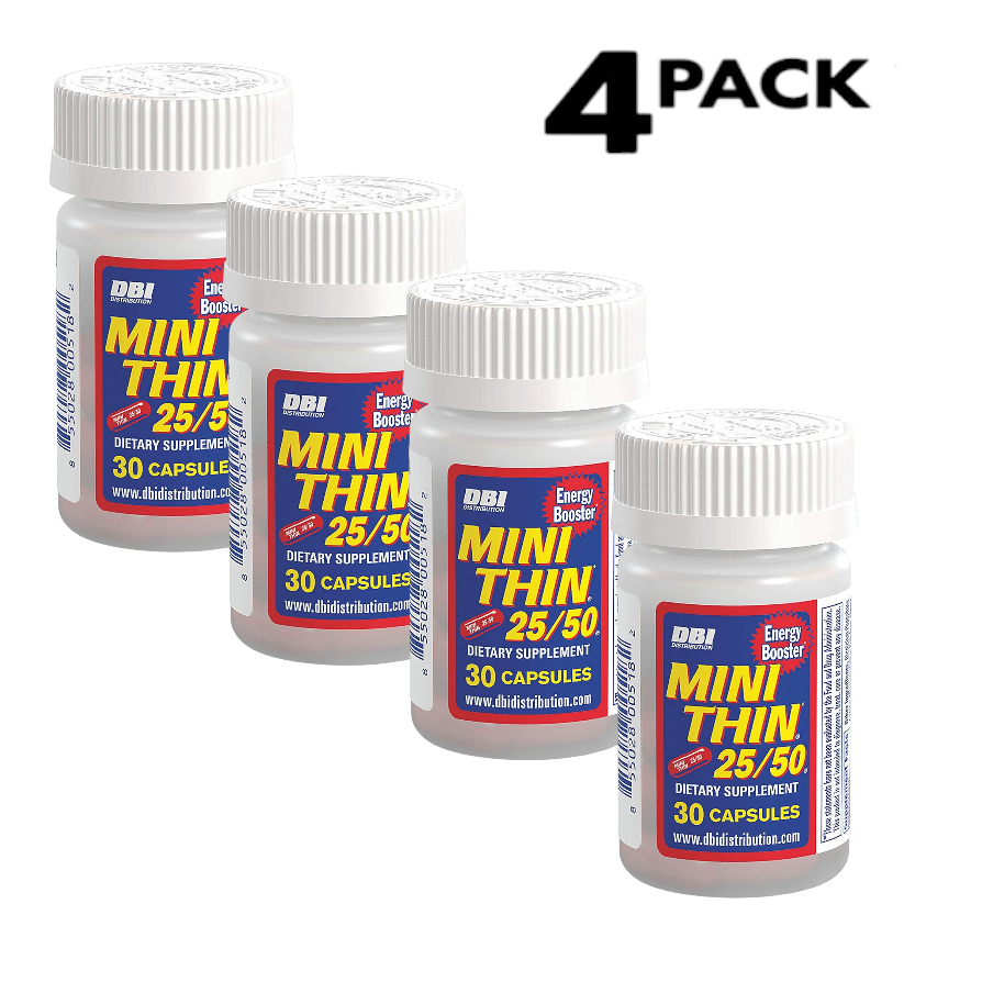 Mini Thin Energy Booster 25/50 – 30 Count Capsules (4 Pack) - Maxen Supplements