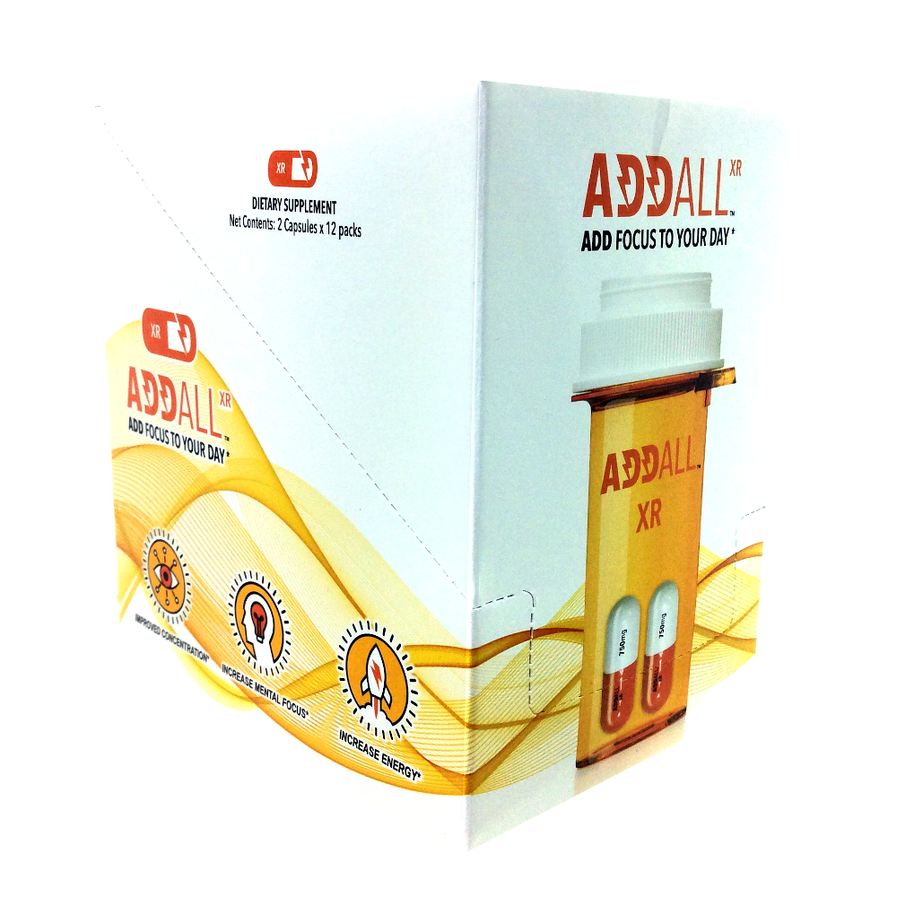 ADDALL XR 750mg Focus & Energy Support Capsules – 6 Pack Box (12 Count)