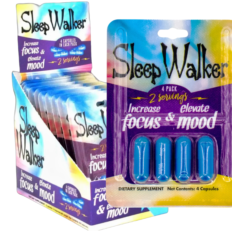 Sleep Walker Focus & Mood Support Capsules – 48 Count (12 Packs of 4)