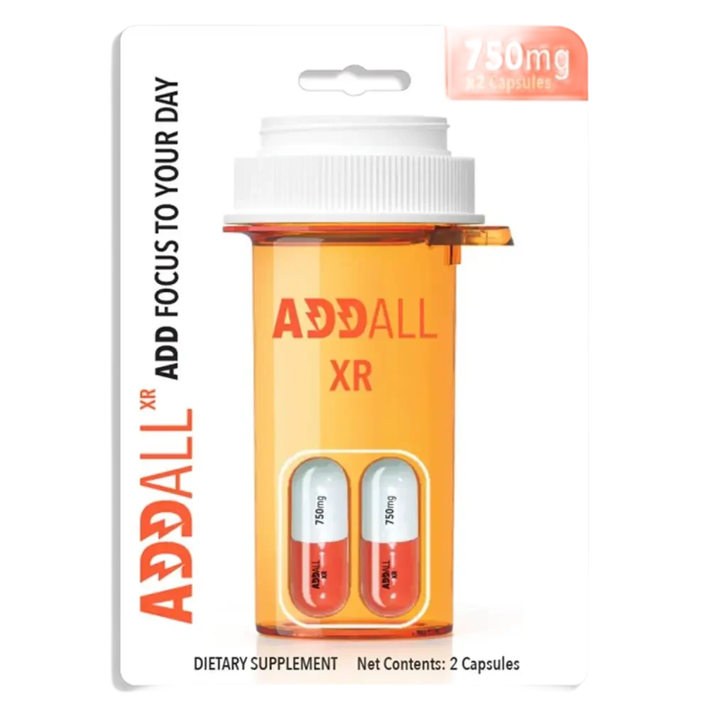 Addall XR Brain Booster Supplement - Focus Memory Concentration 750MG 10 Pack - Dietary Supplement