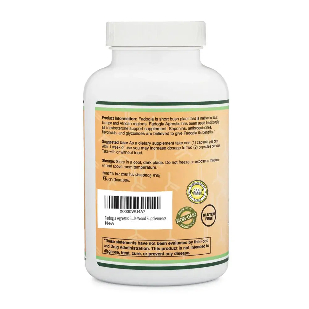 Fadogia Agrestis 600mg – Natural Testosterone & Performance Support (180 Capsules) - Dietary Supplement