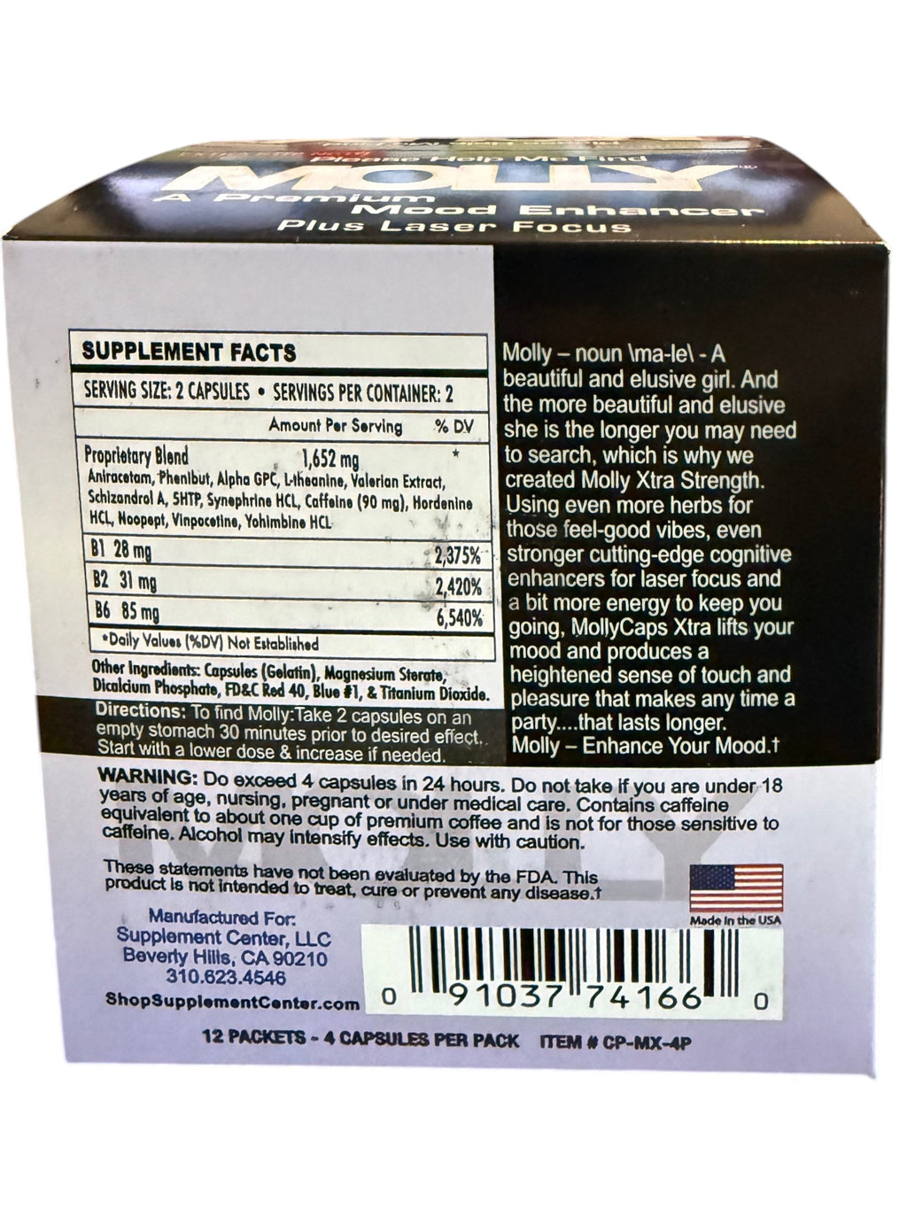 Molly Extra Strength Mood Enhancer Capsules – Laser Focus Formula | 12 Pack Box (48 Capsules)