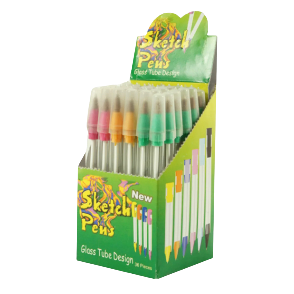 Sketch Pens | Glass Tube Design (36 Pcs of 2 Boxes) – Tube Ball Pens 72 Pcs Total