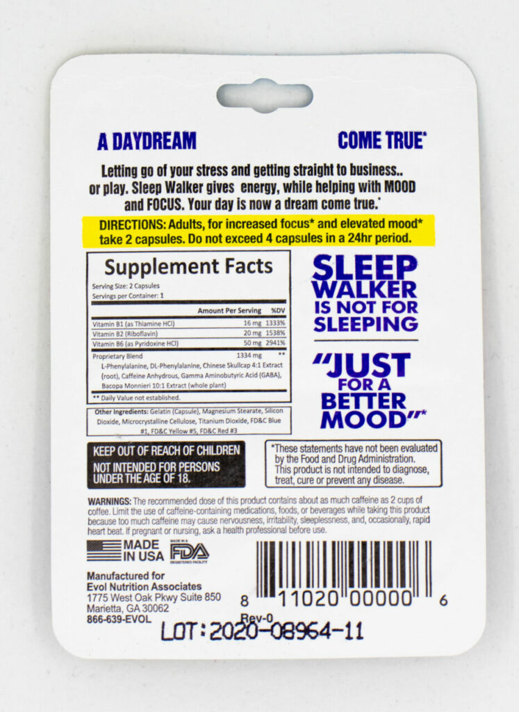 Sleep Walker Focus & Mood Support Capsules – 24 Pack Box (48 Capsules Total)