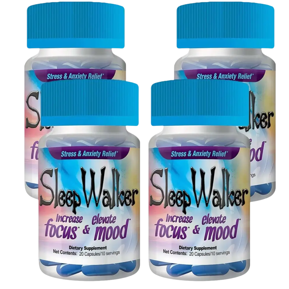Sleep Walker Mood Enhancer 5 Bottles of 20 Red Dawn Pill Caps 100 Capsules - Dietary Supplement