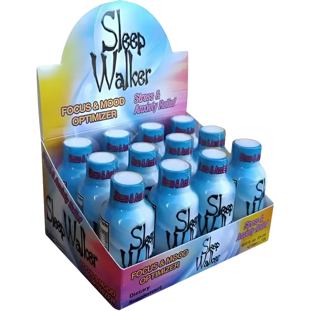 Sleep Walker Shots Focus & Mood Optimizer Full Box 12 Bottles 2oz - Dietary Supplement