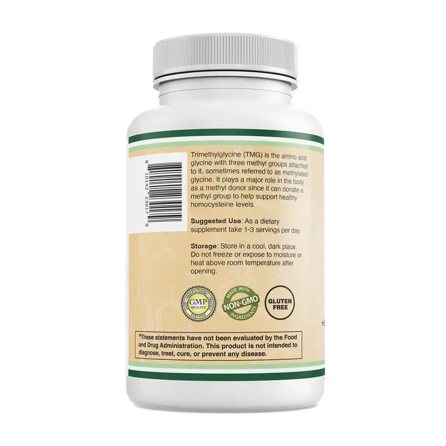 Trimethylglycine (TMG) 1000mg – Supports Cardiovascular & Athletic Performance (120 Capsules) - Dietary Supplement