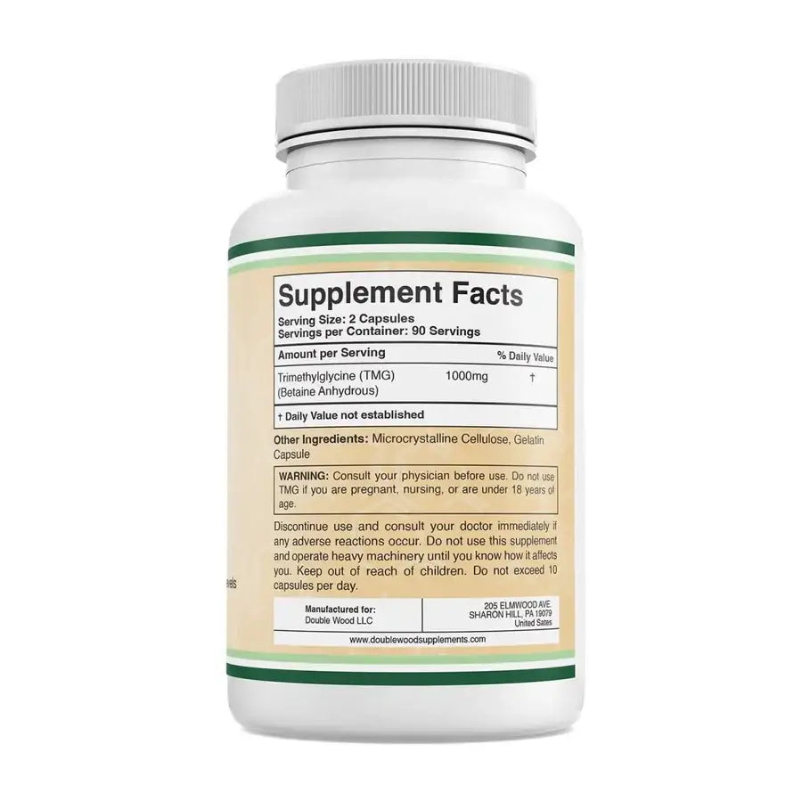 Trimethylglycine (TMG) 1000mg – Supports Cardiovascular & Athletic Performance (120 Capsules) - Dietary Supplement